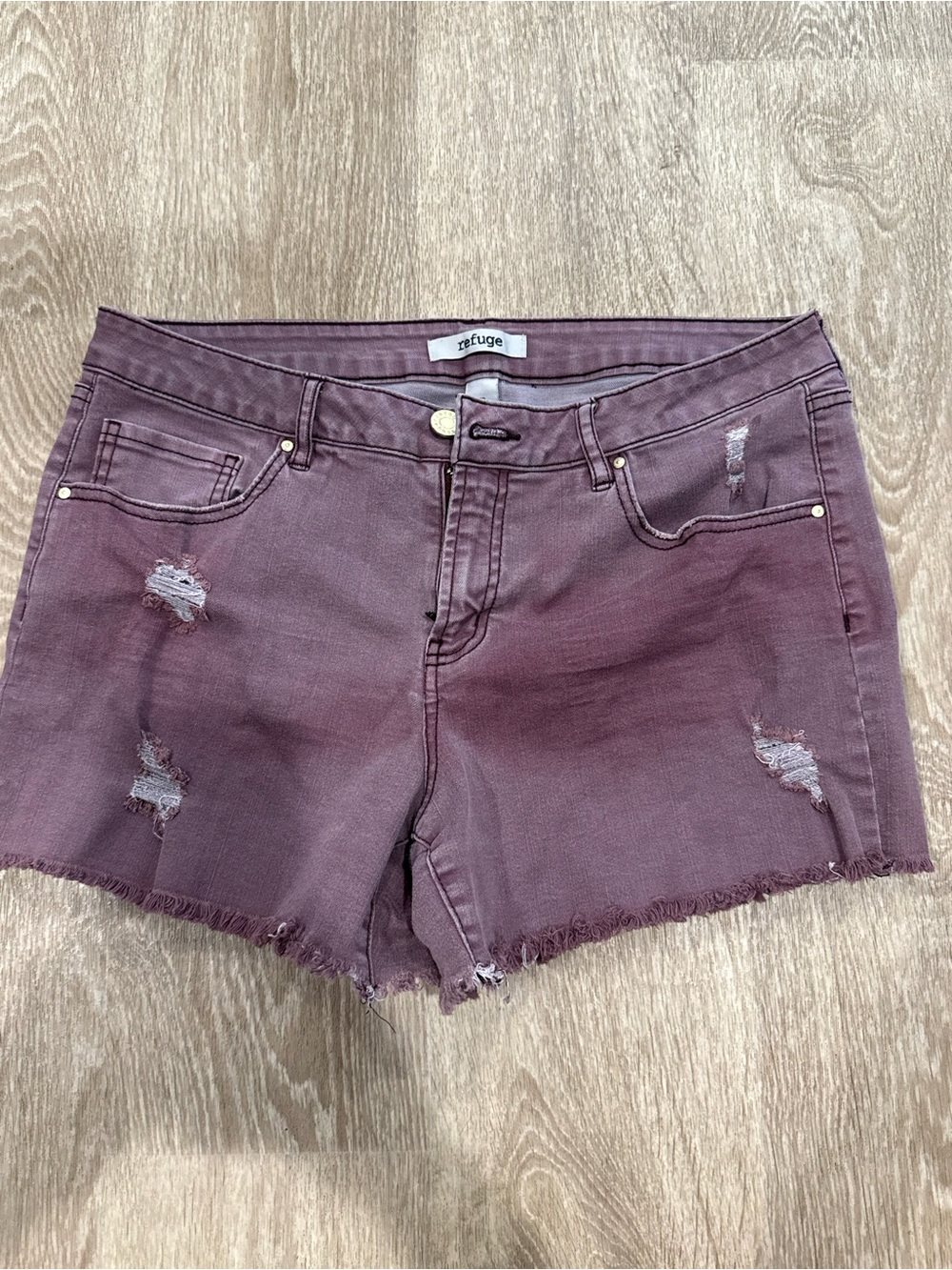 refuge Mauve Distressed Denim Shorts